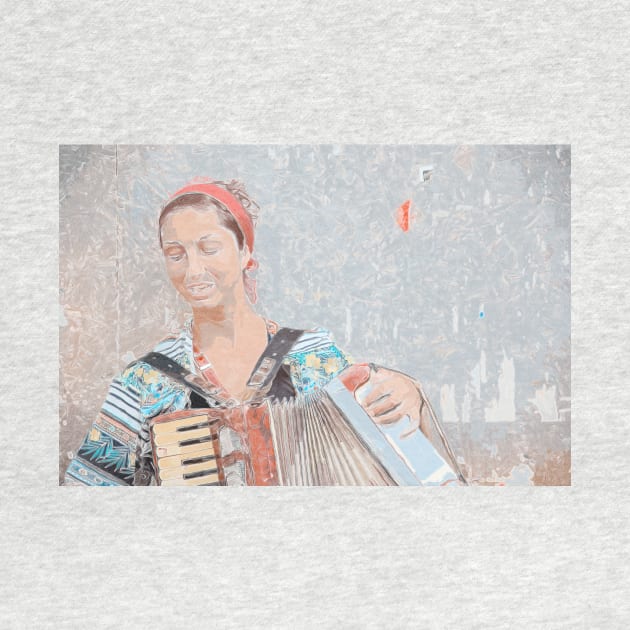 Urban print of a street musician playing accordion by Farzad-Design